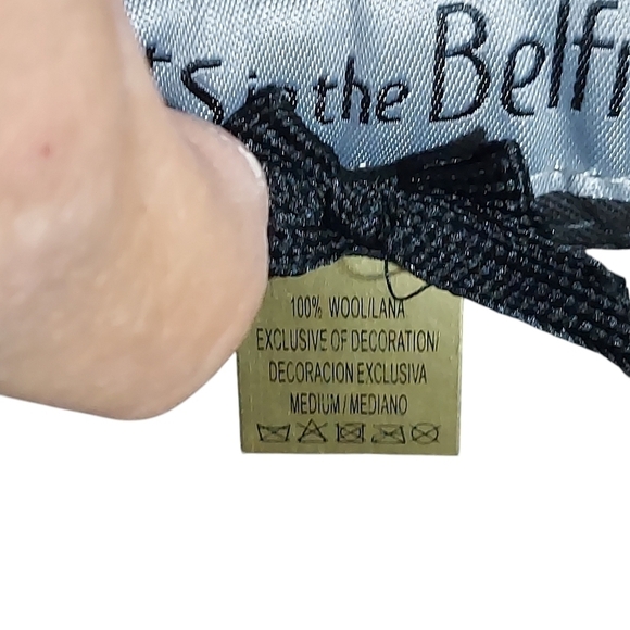 Hats in the Belfry 100% Gray Wool Fedora Black bow hatband and feather main image 6